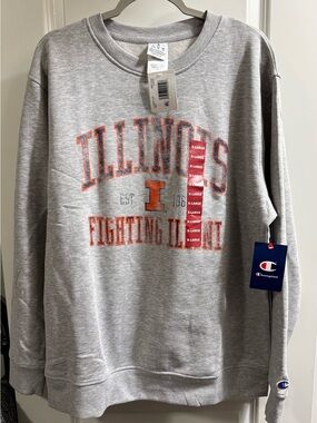 Champion Illinois Fighting Illini Grey Crewneck Sweatshirt NWT size XL
